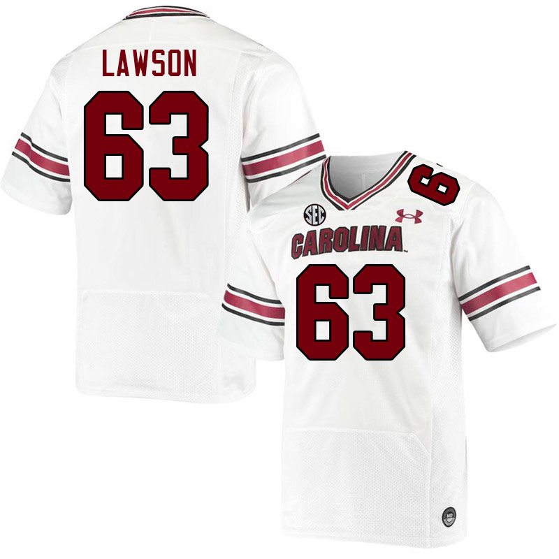 Men #63 Parker Lawson South Carolina Gamecocks College Football Jerseys Stitched-White